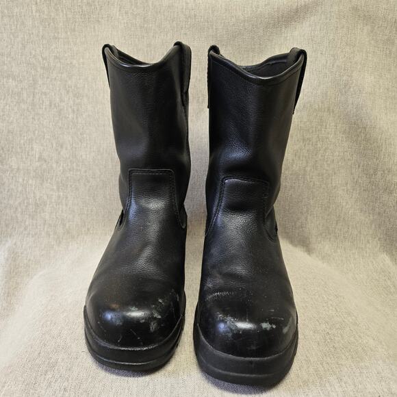 Hytest Mens Wellington Leather Work Boots Size 10 Slip Resistant Steel Toe - Picture 2 of 16